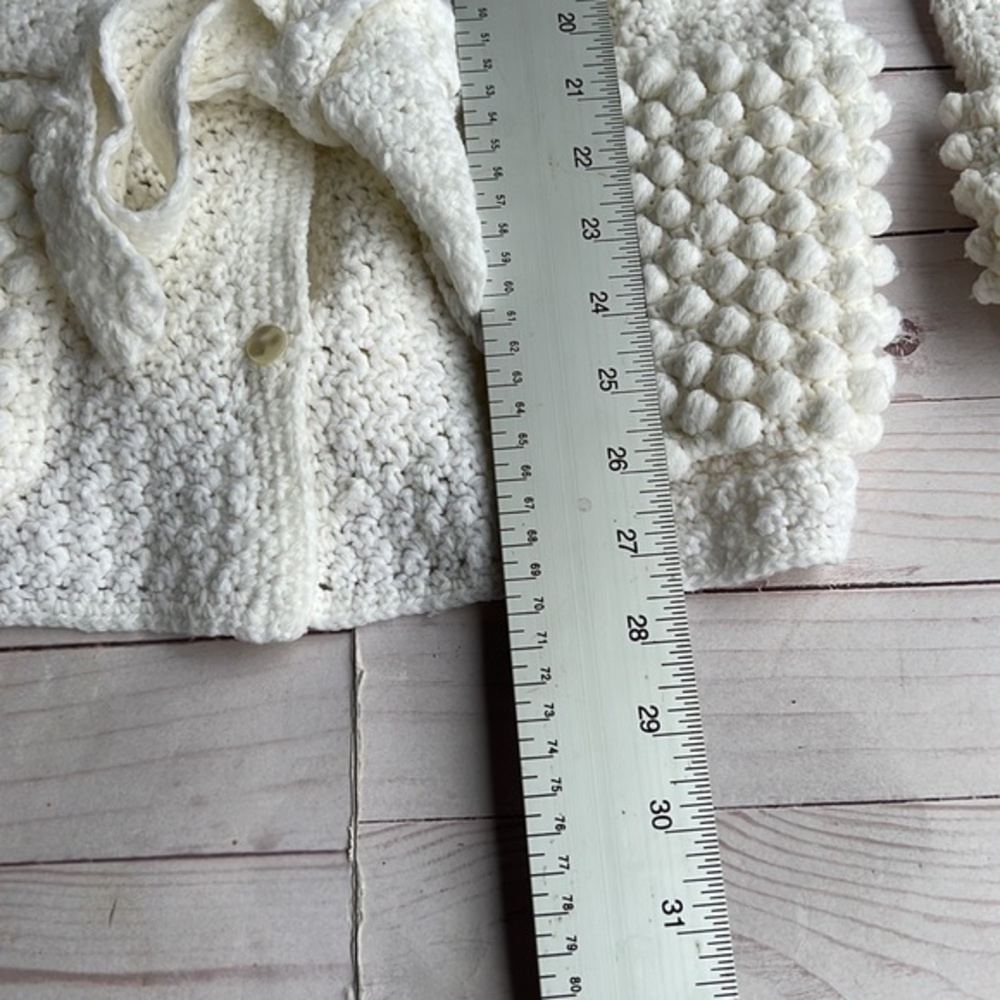 Handmade Cardigan Sweater Size S/M White Coastal‎ Grandma - Picture 4 of 6